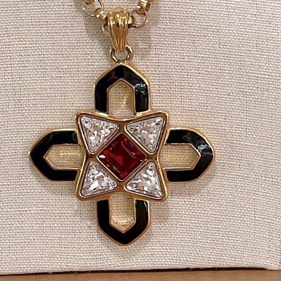Monet Jewelry - MONET RUNWAY BYZANTINE MALTESE CROSS CRYSTAL ENAMEL PENDANT NECKLACE